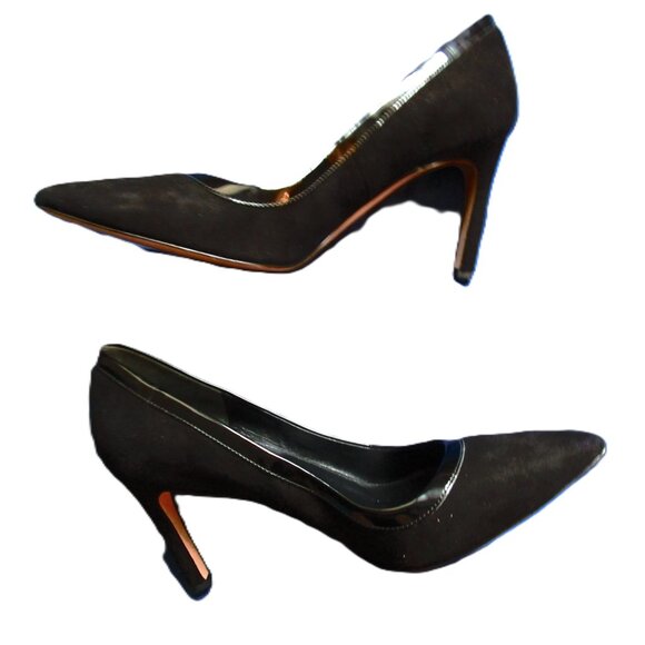 VIA SPIGA BLACK SUEDE HIGH HEEL SHOES-8.5M-NEW-W/LEATHER ACCENT-W/ORIGINAL BOX - Picture 7 of 13